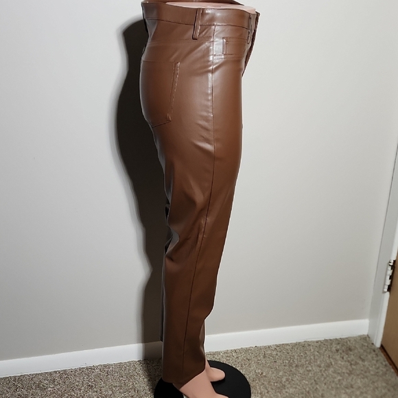 No Boundaries Chocolate Faux Leather Pants - Picture 3 of 8